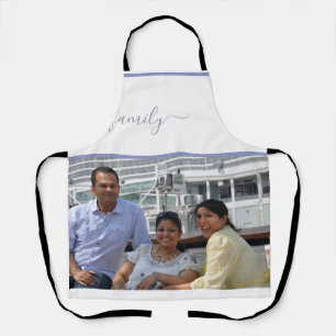 Delantal Navidad personalizada para familia con dos fotos e