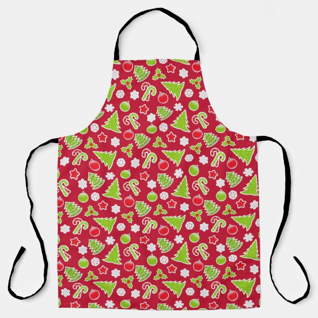 Delantal Navidad Roja Cocina Vacacional  (Anverso)
