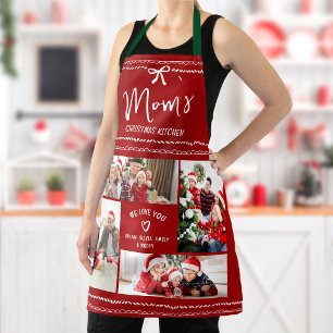 Delantal Navidad Roja Te Amamos Mamá Diversión Garabatos 4