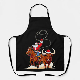 Delantal Navidad Santa Vaquero Lazo Toros Rodeo