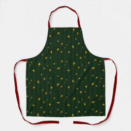 Delantal Navidad Verde Amarillo Estrella Raya Navidad 