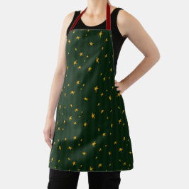 Delantal Navidad Verde Amarillo Estrella Raya Navidad 