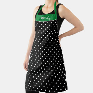 Delantal Navidad Verde y Negro con Lunares Blancos