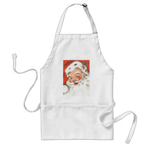 Delantal Navidad Vintage, alegre Papá Noel con sonrisa