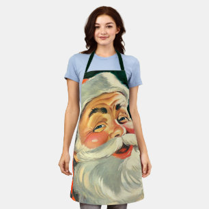 Delantal Navidad Vintage, Alegre Santa Claus Retro de los 5