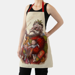 Delantal Navidad vintage, Juguetes de Papa de Santa Claus,