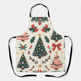 Delantal Navidad vintage Mistletoe & Bows Holiday