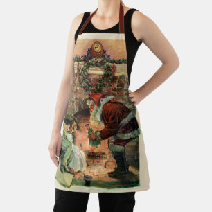 Delantal Navidad Vintage, niños de Santa Claus victoriano