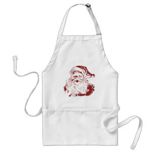 Delantal Navidad vintage, Retro Jolly Santa Claus en rojo