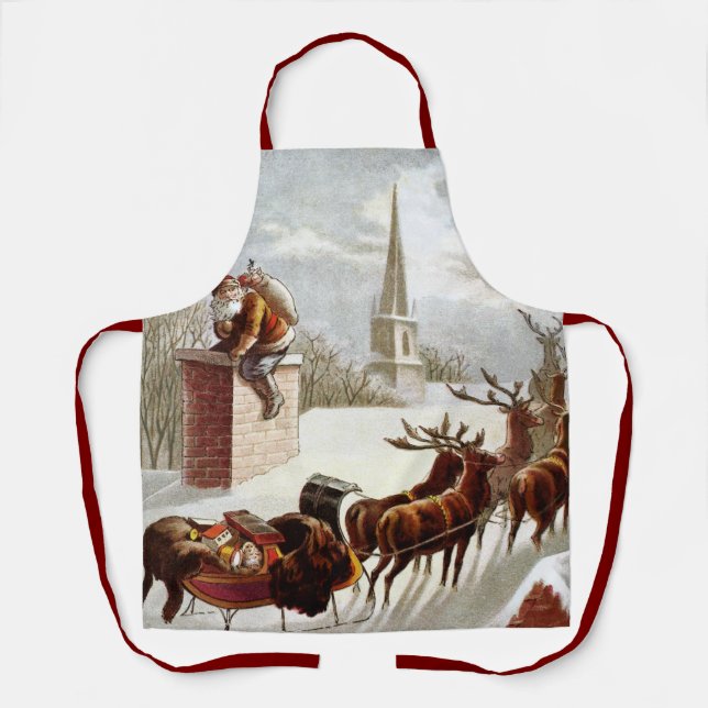 Delantal Navidad Vintage, San Nicolás en el Tejado (Anverso)