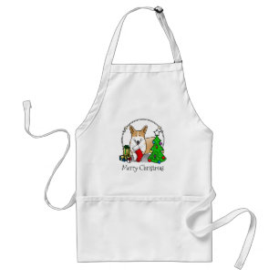 Delantal Navidades 2 Pembroke Welsh Corgi (rojo 1) Tree Cut