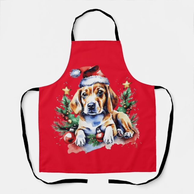 Delantal Navidades adorables cachorros (Anverso)