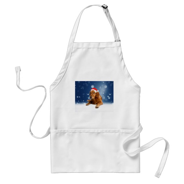 Delantal Navidades adoran la nieve del perro de Santa Hat (Frente)
