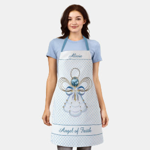 Delantal Navidades Ángel de Fe Oro Filigree Dots Azules