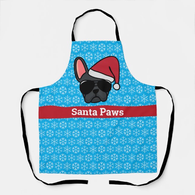 Delantal Navidades Apron Bulldog francés negro (Anverso)