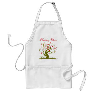 Delantal Navidades Apron Cute Birds Swirl Tree Muscial Note
