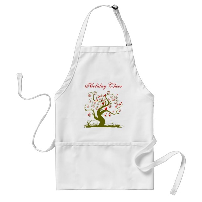 Delantal Navidades Apron Cute Birds Swirl Tree Muscial Note (Frente)