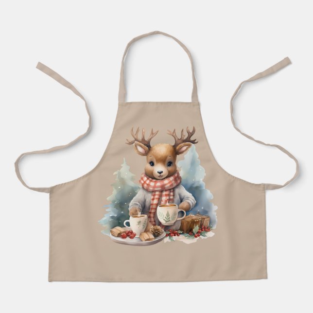 Delantal Navidades apron deer ilustracion rústico (Anverso)