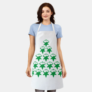 Delantal Navidades Árbol de estrellas de nieve verde, fondo