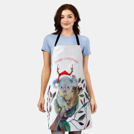 Delantal Navidades australianos Koala Santa Hat Red Green