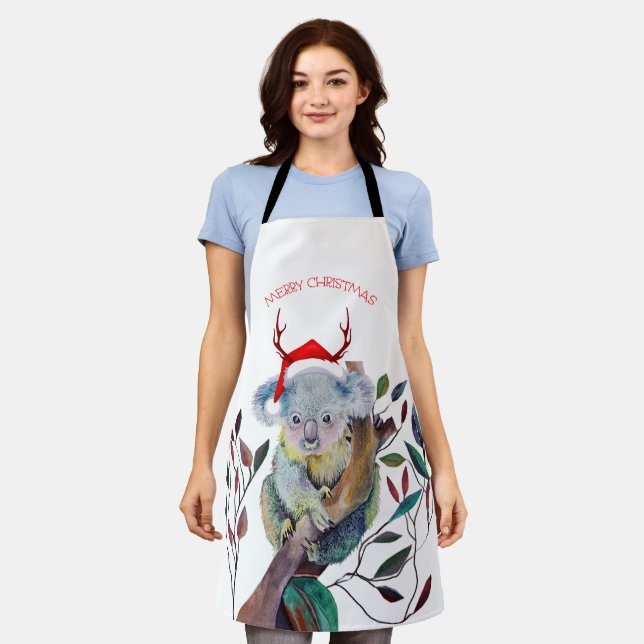 Delantal Navidades australianos Koala Santa Hat Red Green (Gastado)