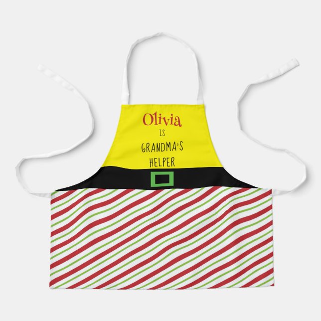 Delantal Navidades ayudante de abuela niño verde rojo (Anverso)