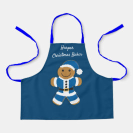 Delantal Navidades Baker Nombre Azul Santa Gingerbread Homb