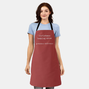 Delantal Navidades Baking Crew Custom Name Red