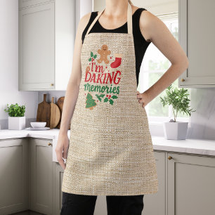 Delantal Navidades Baking Recuerdos beige burlap