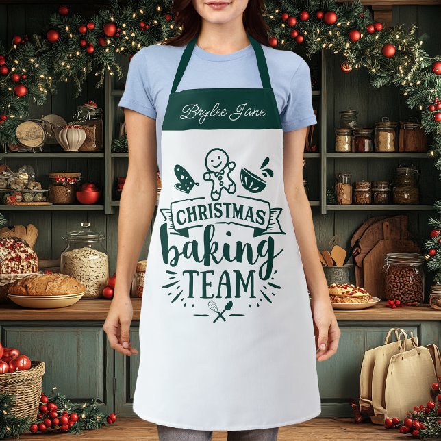 Delantal Navidades Baking Team Cute Green Personalizado (Subido por el creador)