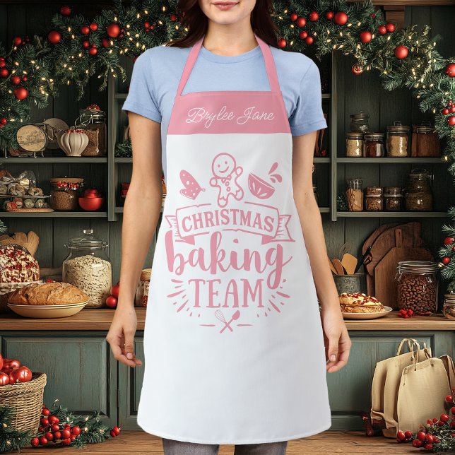 Delantal Navidades Baking Team Cute Pink Personalizado (Subido por el creador)