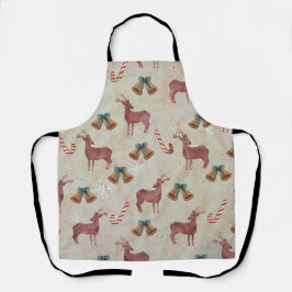 Delantal Navidades Bell Deer Candy Cane Apron