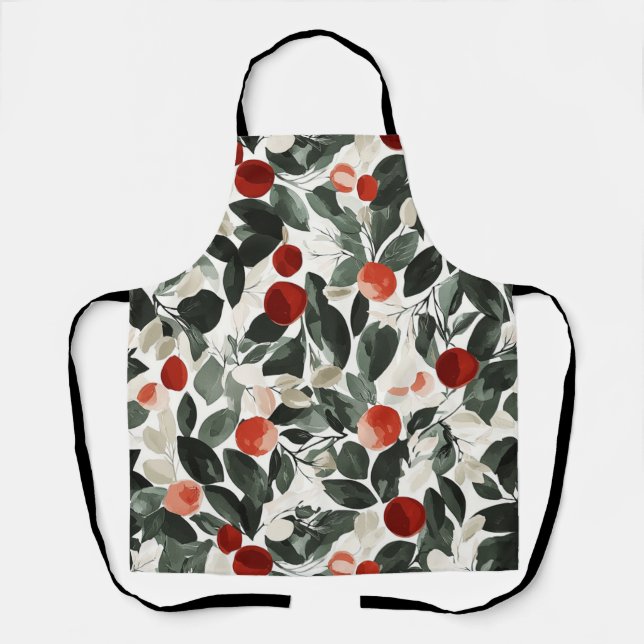 Delantal Navidades Berries Rojas Verdes (Anverso)