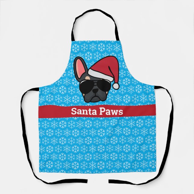 Delantal Navidades Black Tan Bulldog francés Apron (Anverso)