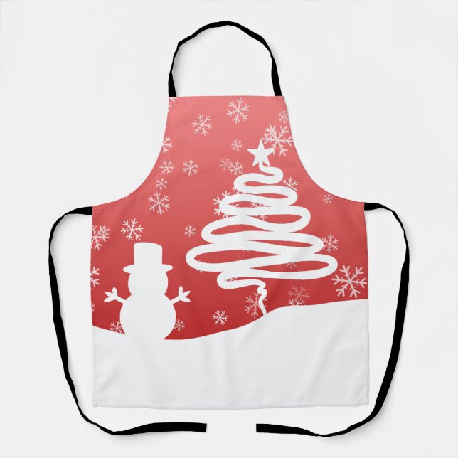 Delantal Navidades blancos árbol de invierno maravilla de s (Anverso)