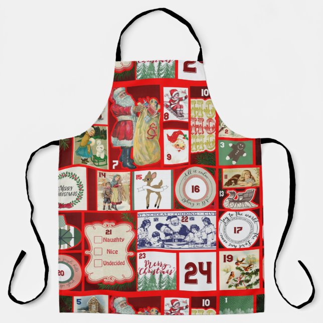 Delantal Navidades bloquean cuadrados de Ilustracion (Anverso)