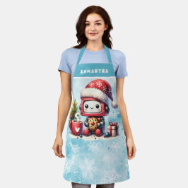 Delantal Navidades Blue Monogramed de Robot Cute
