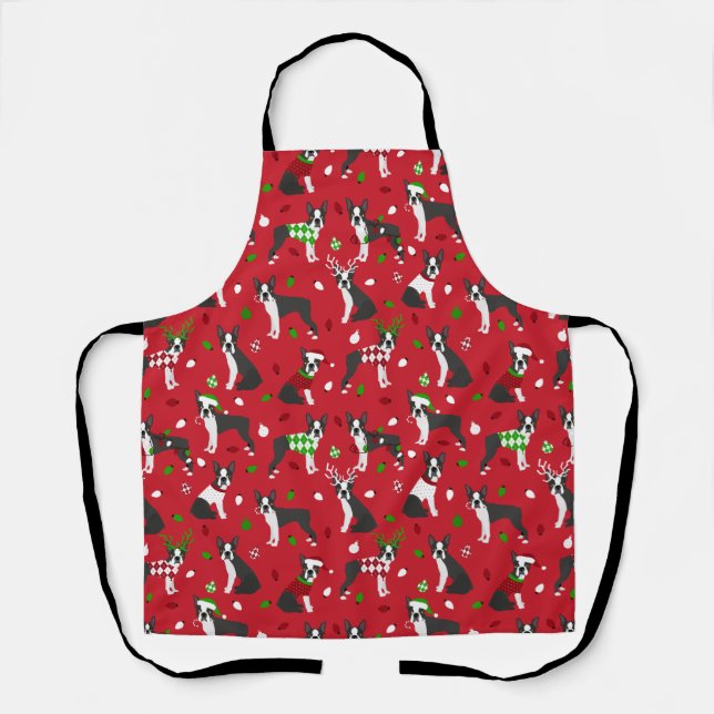 Delantal Navidades Boston Terrier Apron (Anverso)