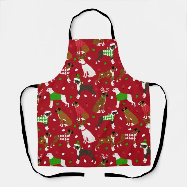Delantal Navidades Boxer Dog Apron (Anverso)