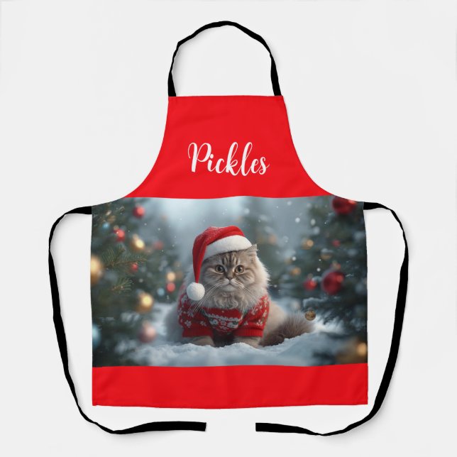 Delantal Navidades británicos de gatos en Shorthair se divi (Anverso)