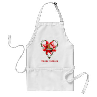 Delantal Navidades Candy Cane Heart Bow Holiday Apron