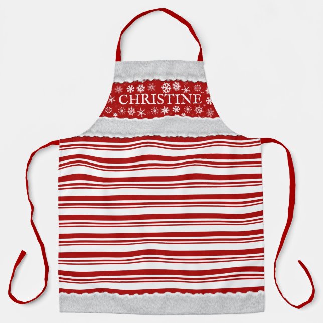 Delantal Navidades Candy Cane Personalizado (Anverso)