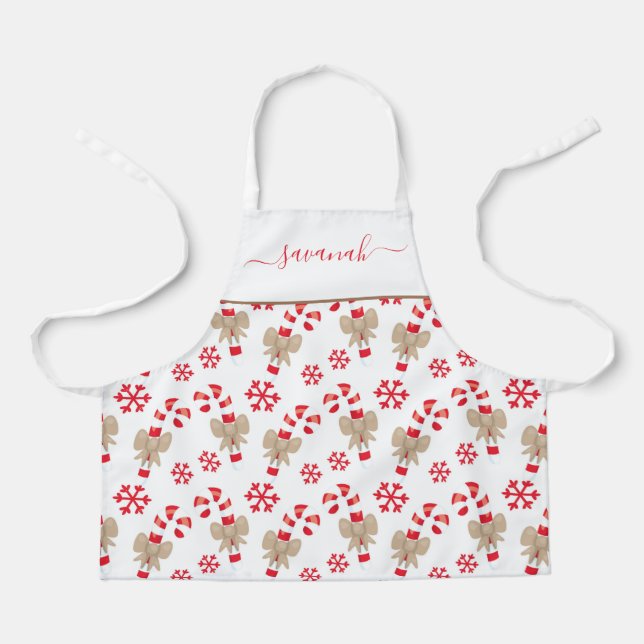 Delantal Navidades Candy Cane Red Kid Apron (Anverso)
