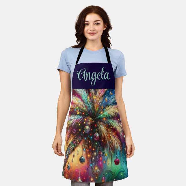 Delantal Navidades caprichosos Palm Tree Tropical Beach Viv (Gastado)