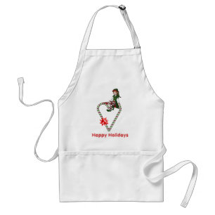Delantal Navidades Chica Elf Candy Cane Heart Holiday Apron