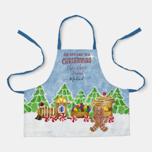 Delantal Navidades Choo Choo Train Gingerbread Man n Candy