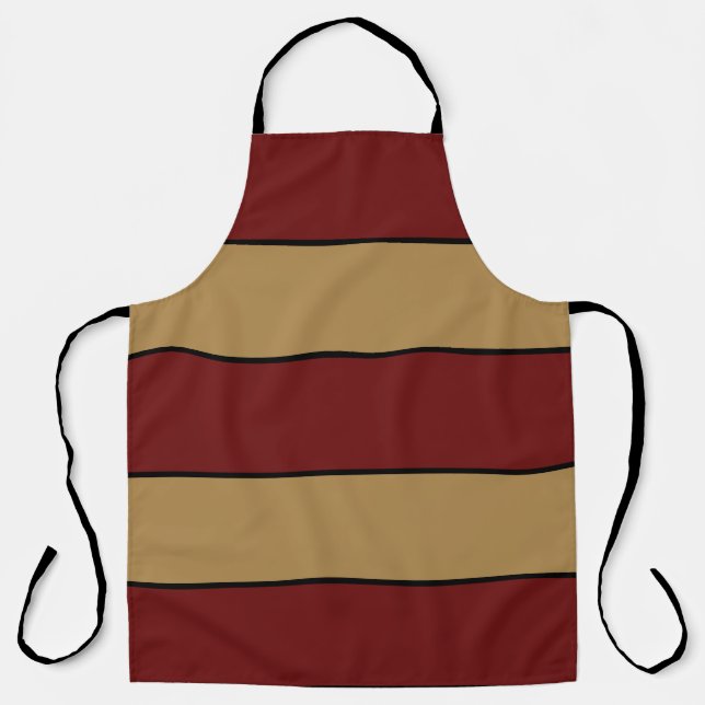 Delantal Navidades Clásicos Tiras Rojas Y Oro Apron (Anverso)