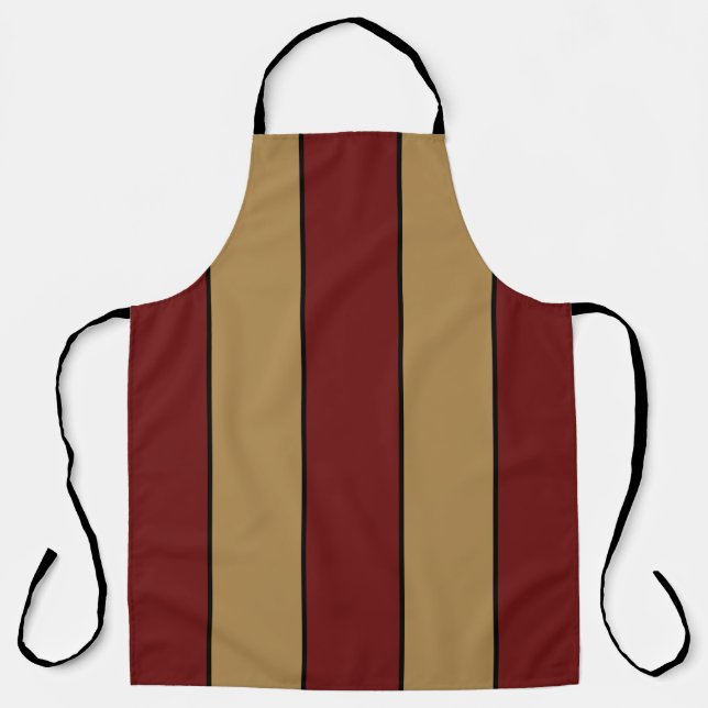 Delantal Navidades Clásicos Tiras Rojas Y Oro Apron (Anverso)
