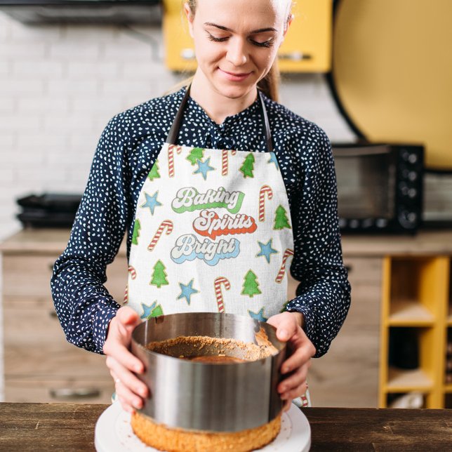 Delantal Navidades cocina haciendo brillar a los espíritus (Baking Spirits Bright Christmas Cookies Pattern Apron.)