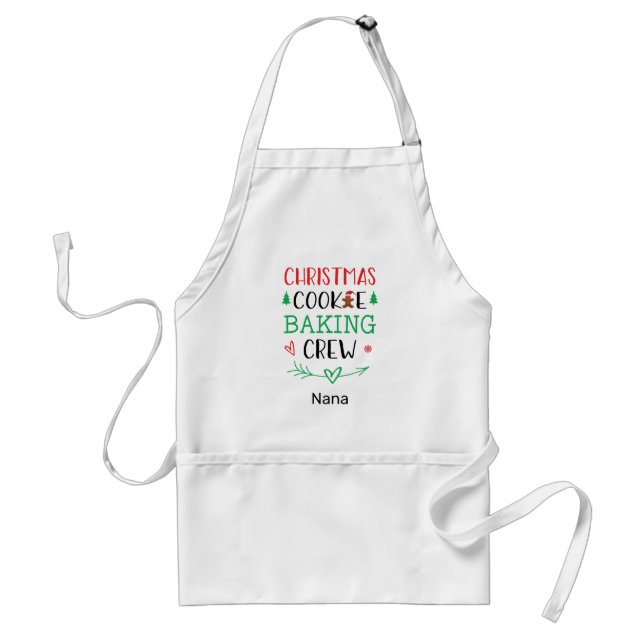 Delantal Navidades Cookie Baking Crew Nombre de la familia  (Frente)